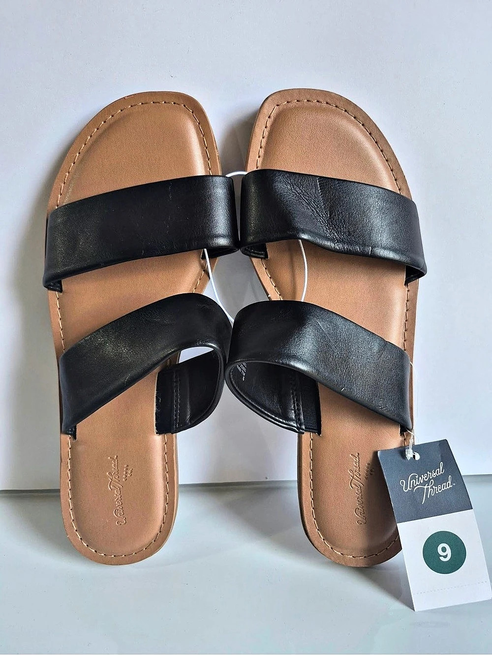 Universal Thread Women's Black & Brown Slide Sandals US 9 NWT